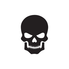 human skull isolated on white with editable strokes and shape