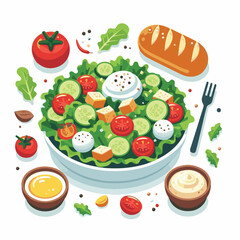 healthy, lunch, food, cheese, meal, lettuce, fresh, salad, green, gourmet, bread, parmesan, delicious, sauce, vegetable, dinner, caesar, bowl, chicken, appetizer, cuisine, dish, crouton, grilled, plat