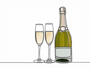 champagne bottle and glass