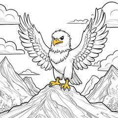 Perfect for anyone who loves kawaii animals, mountain scenery, and easy-to-color illustrations, this eagle coloring page is a fun and engaging way to explore creativity!