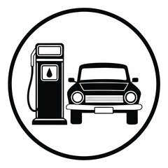 Automobile Fueling Station Silhouette Graphic