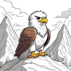 Perfect for anyone who loves kawaii animals, mountain scenery, and easy-to-color illustrations, this eagle coloring page is a fun and engaging way to explore creativity!
