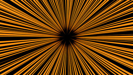 Obraz premium Abstract image with radiating orange and black stripes creating a dynamic, energetic effect, symbolizing speed, movement, or power, ideal for a background