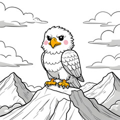 Perfect for anyone who loves kawaii animals, mountain scenery, and easy-to-color illustrations, this eagle coloring page is a fun and engaging way to explore creativity!