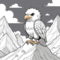 Perfect for anyone who loves kawaii animals, mountain scenery, and easy-to-color illustrations, this eagle coloring page is a fun and engaging way to explore creativity!
