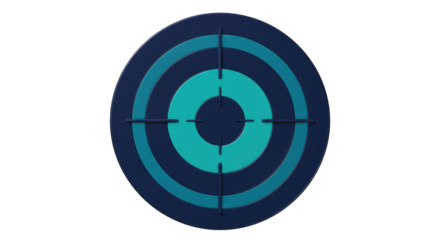Isolated Dark Blue Target with Crosshair 3D Rendering
