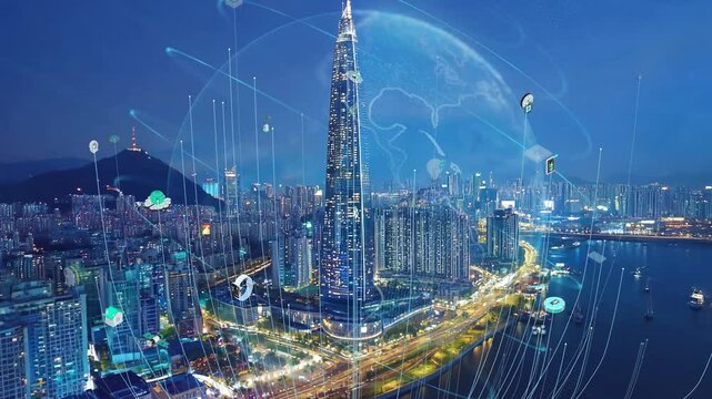 Artificial Intelligence Quantum Computer Technology Concept.