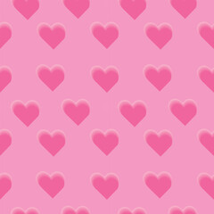 Seamless pink heart pattern on soft background.
Seamless pattern with pink hearts on a light pink background. Romantic and cute design 