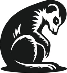 black and white meerkat looking downward vector