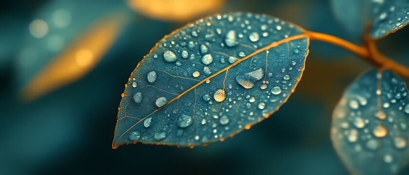 Dew-kissed leaf, garden closeup, bokeh background, nature wallpaper
