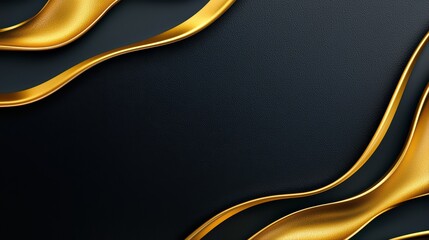 Elegant gold flowing ribbon on dark background