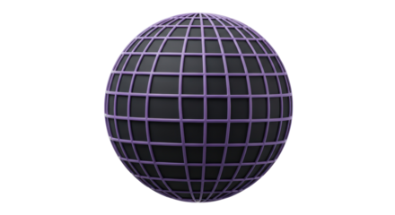 Isolated Abstract Sphere with Purple Grid Lines