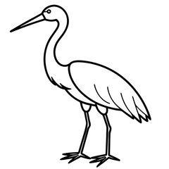 Hand-Drawn Stork Outline Art
