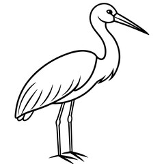 Obraz premium Hand-Drawn Stork Outline Art