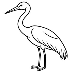 Hand-Drawn Stork Outline Art