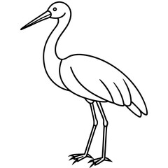 Hand-Drawn Stork Outline Art
