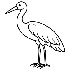 Hand-Drawn Stork Outline Art