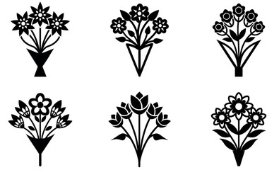 Flower Bouquet Logo Icons Collection