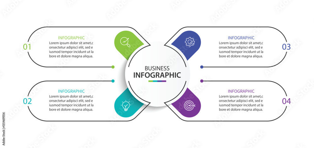 Aufkleber Vector infographic label design with circle infographic template design and 4 options or steps.