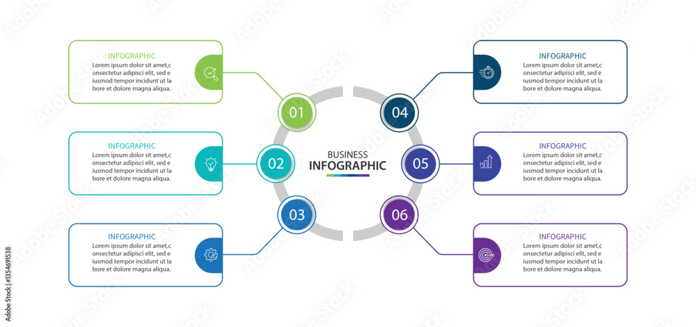 Wall mural vector infographic label design with circle infographic template design and 6 options or steps.