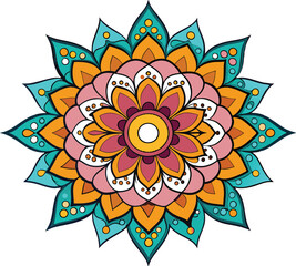 Vibrant Mandala Design with Colorful Floral Patterns