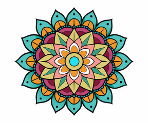 Vibrant Mandala Design with Colorful Floral Patterns