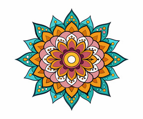 Vibrant Mandala Design with Colorful Floral Patterns