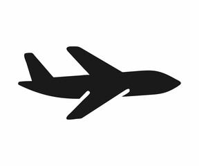 Simple black silhouette of a commercial airplane.