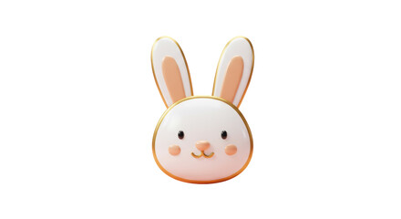 Isolated Cute Bunny Face with Golden Edges