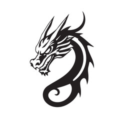 Dragon silhouette. Dragon head silhouette on white background. Dragon head logo. Vector illustration.