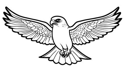 Obraz premium Black and white falcon illustration.