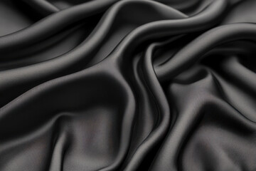 Fototapeta premium Black silk fabric draped elegantly over a mannequin's shoulder, creating an alluring and sophisticated look.
