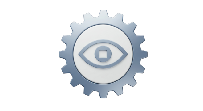 Isolated Cogwheel with Eye Inside - Powered by Adobe