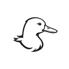 Duck head silhouette on white background. Duck head logo. Duck silhouette. Vector illustration.