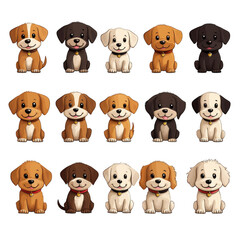 Obraz premium Playful cartoon dogs sitting in rows colorful fun joyful environment creative artwork adorable characters on transparent background