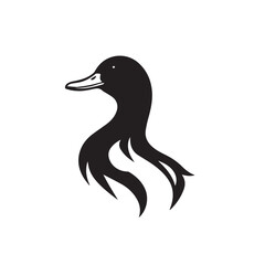 Duck head silhouette on white background. Duck head logo. Duck silhouette. Vector illustration.