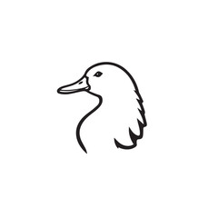 Duck head silhouette on white background. Duck head logo. Duck silhouette. Vector illustration.