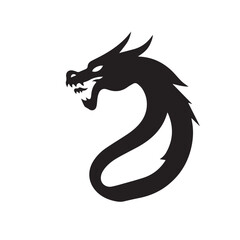 Dragon silhouette. Dragon head silhouette on white background. Dragon head logo. Vector illustration.