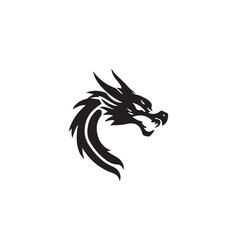 Dragon silhouette. Dragon head silhouette on white background. Dragon head logo. Vector illustration.