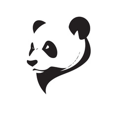 Panda head silhouette on white background. Panda logo design. Panda bear head vector illustration.