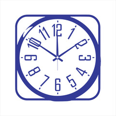 Classic Wall Clock Vector Illustration,Modern Black Frame Wall Clock,Minimalist Analog Wall Clock Design