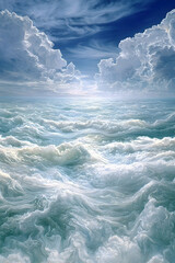 Serene Ocean Waves Under a Bright Blue Sky