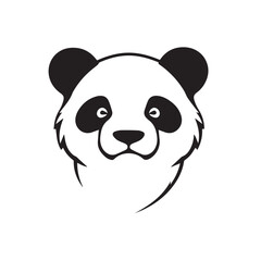 Panda head silhouette on white background. Panda logo design. Panda bear head vector illustration.