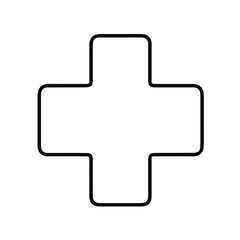Obraz premium Outline medical cross symbol icon on white background 