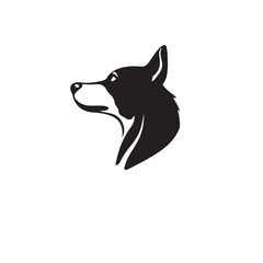 Dog head silhouette on white background. Dog head logo. Head portrait of a dog. Vector illustration