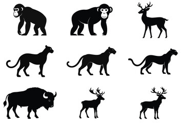 wild animals silhouettes