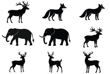 set of deer silhouettes