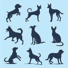 Collection of Various Dog Silhouettes - High-Quality Vector Illustrations for Pet and Animal Themes