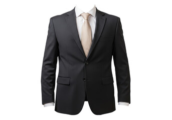 Isolated Classic Black Business Suit with Beige Tie, Ready for Success