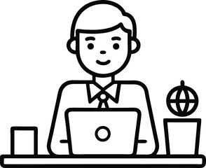 outline vector of a businessperson working icon,